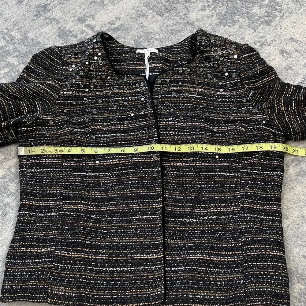 NWT Pleione Tweed Embellished Bellatrix Open Front Blazer Jacket Sz L